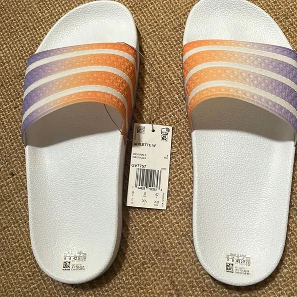 adidas Shoes Adidas Adilette Slip On Purple And Orange Size